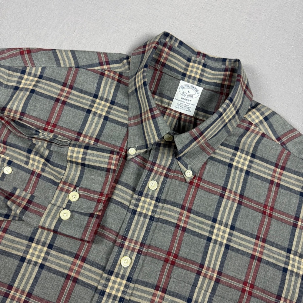 Brooks Brothers Regent Non-Iron Supima Cotton Plaid Button Down Shirt Mens L